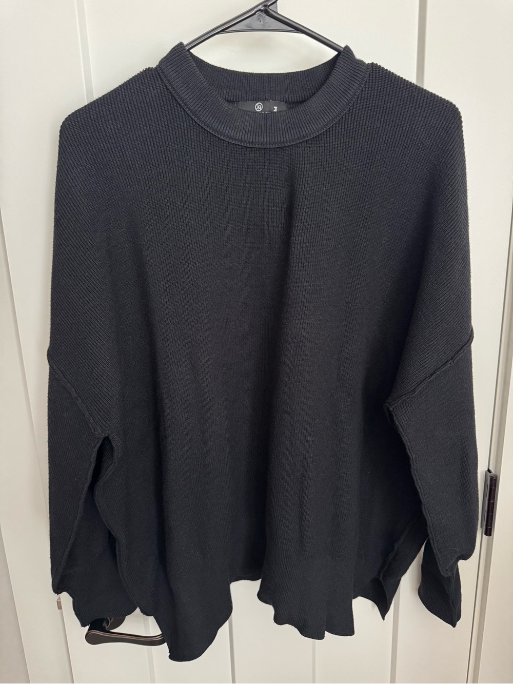 Relaxed Crewneck Knit Sweater — Black
